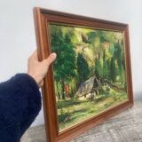 Old paysgae painting oil on canvas assembly