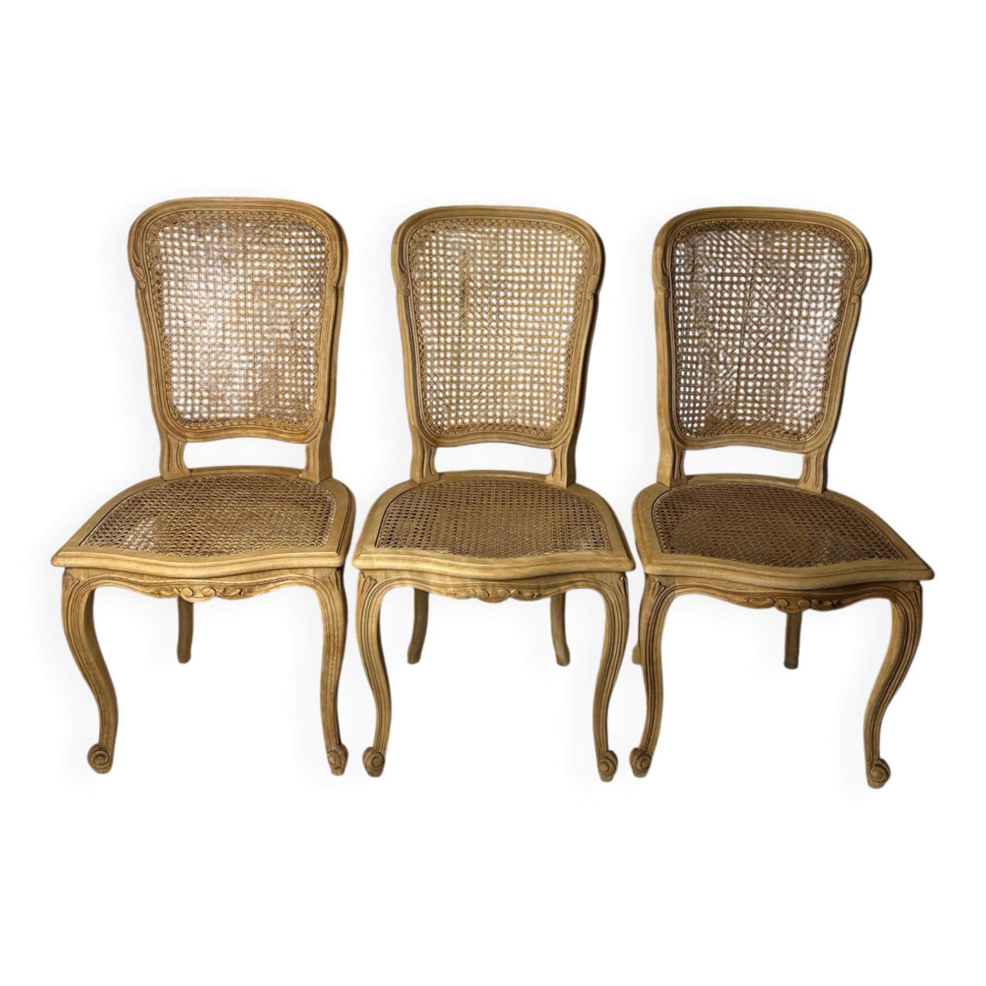 Set of 3 antique caned chairs – Louis XV style