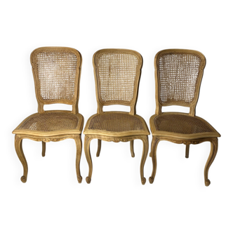 Set of 3 antique caned chairs – Louis XV style