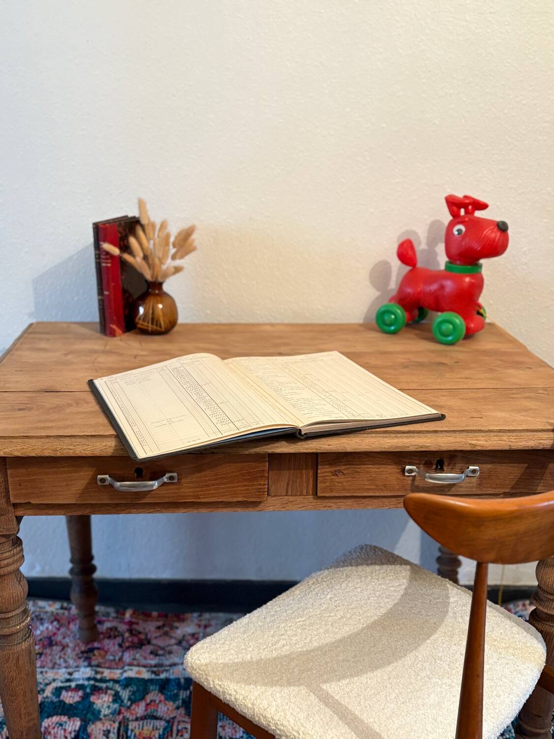 Raw wood farmhouse table
