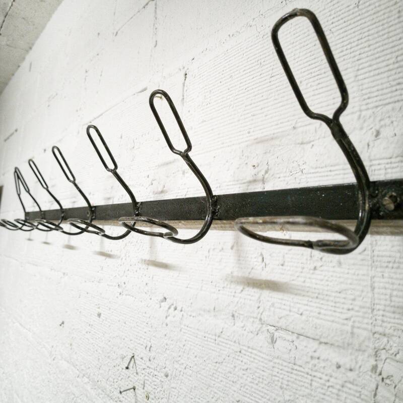 Iron wall coat rack with 7 double hooks