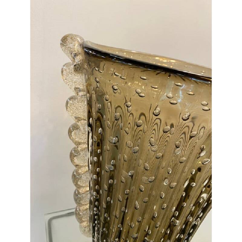 Contemporary handmade fume' with air balls murano glass style vase