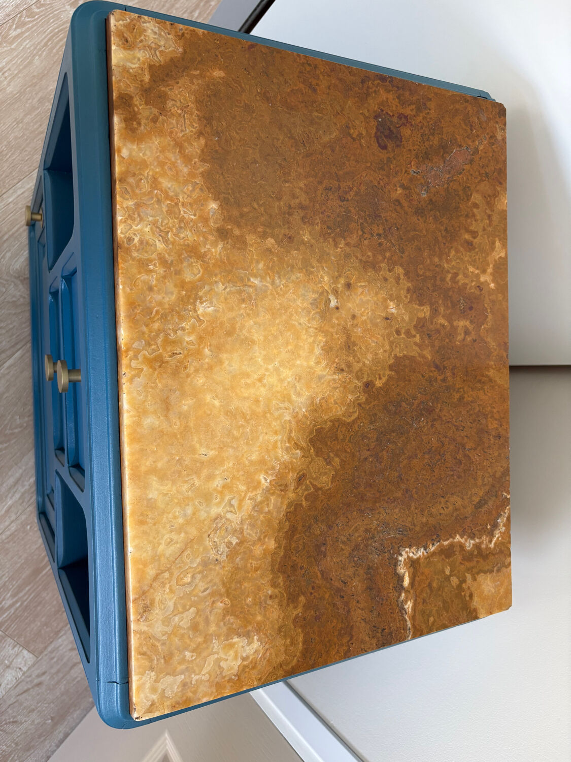 Art Deco bedside table reimagined – Teal & Onyx Marble