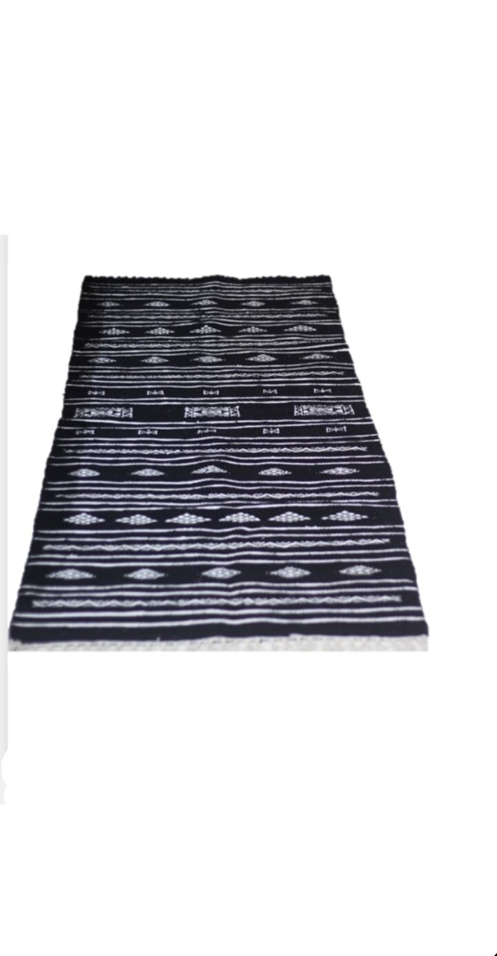 Black Berber kilim carpet handmade  200x77cm