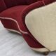 1960s, Danish curved 2-seater sofa, red/beige furniture wool fabric.