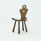 Brutalist Spanish Side Chair Stool in Solid Oak, 1960s