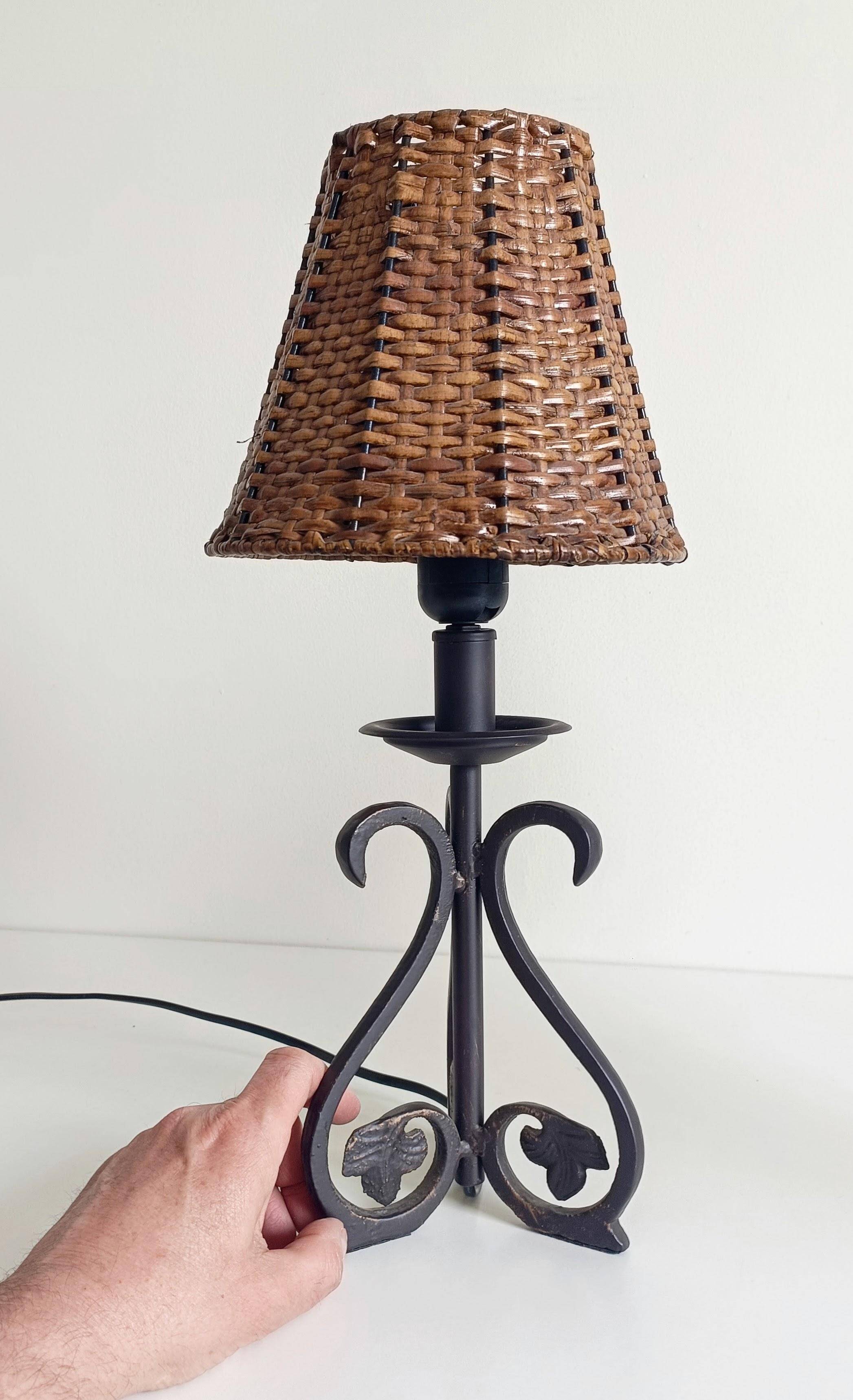 Mid-20th Century Spanish Hand-Forged Wrought Iron Table Lamps