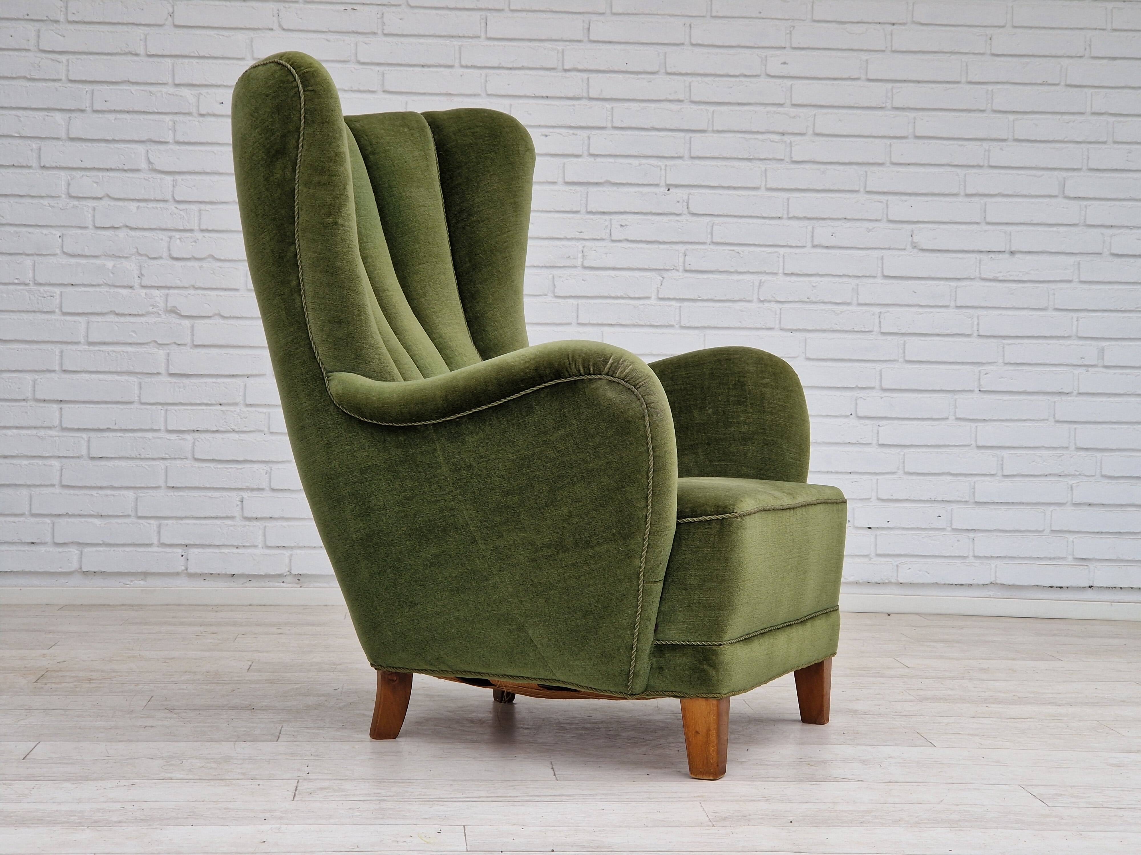1960s, danish design, velour relax chair with footstool, original condition.