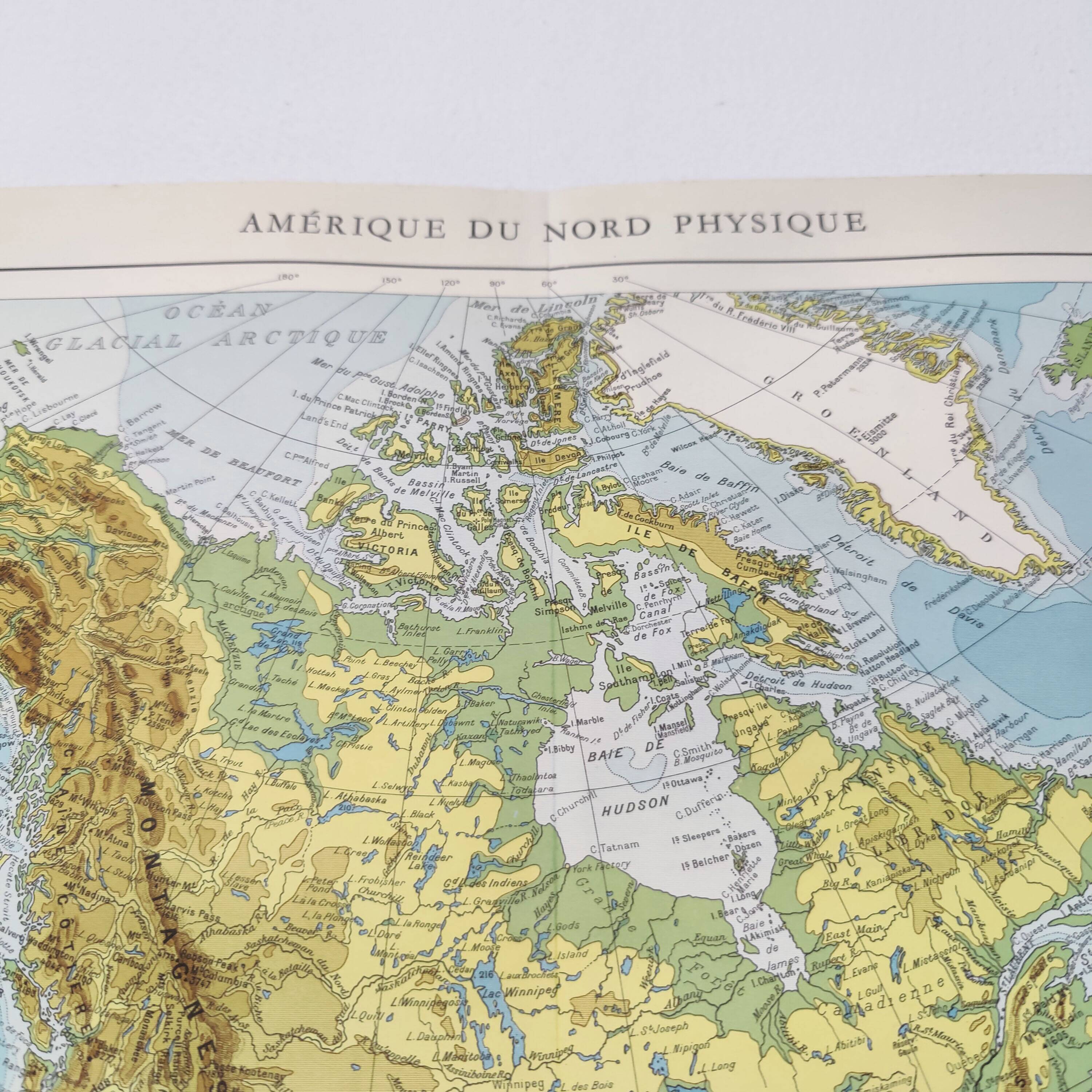 Carte Amérique du Nord vintage de 1950