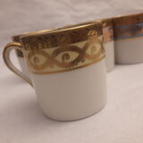 6 cups porcelain coffee limoges Empire style gold frieze