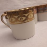 6 cups porcelain coffee limoges Empire style gold frieze
