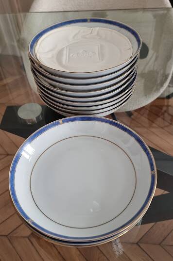 Christofle Océana Bleu dinner service, porcelain and fine gold