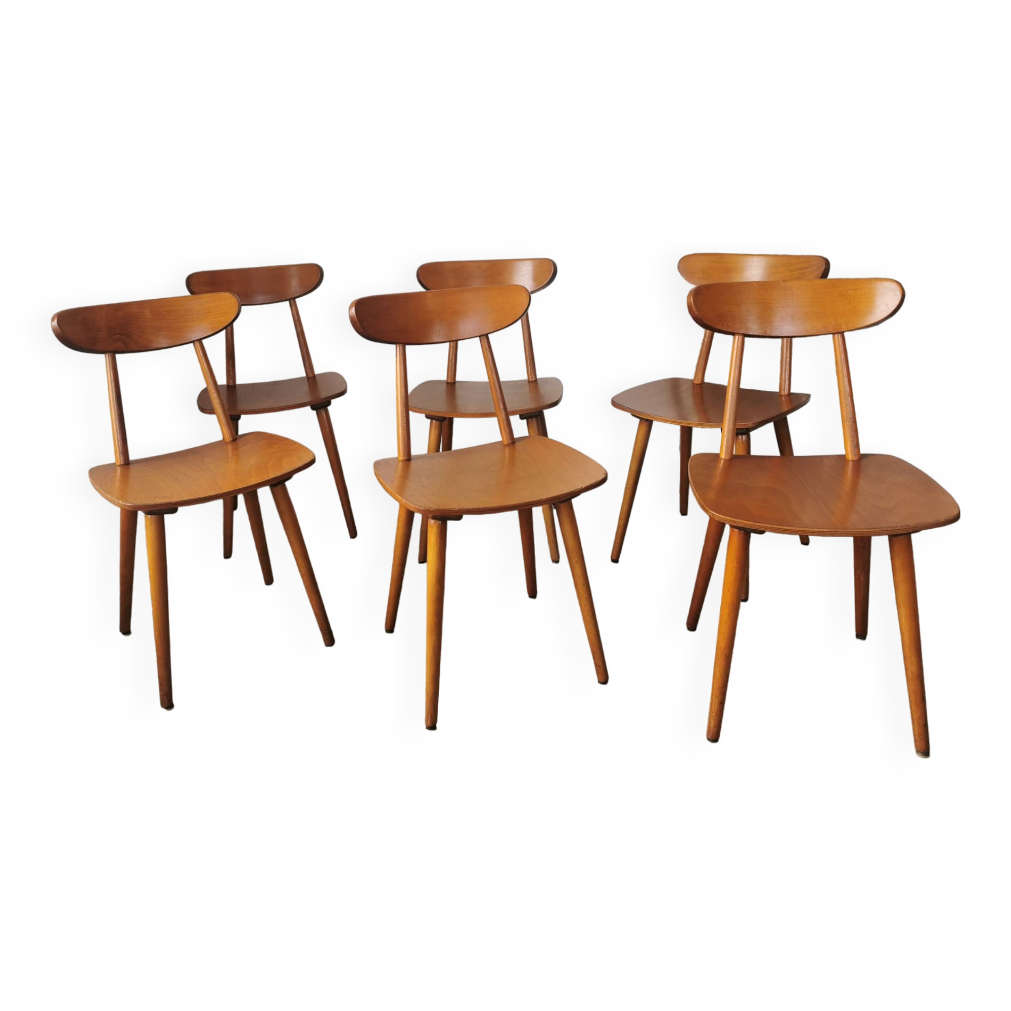 Set of 6 Hiller chairs, vintage bistro