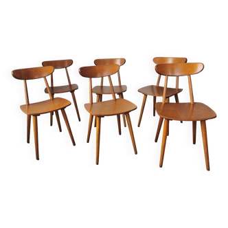 Set of 6 Hiller chairs, vintage bistro