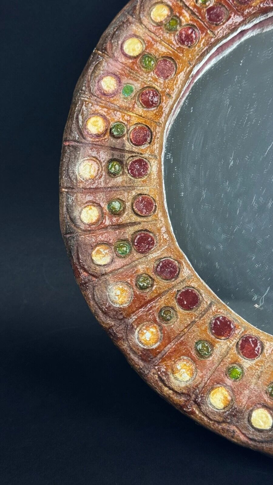Roland Zobel (1915-2006) round mirror in resin from the 1960s (in the style)