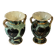 Pair of Vallauris vases in turquoise and black ceramic enhanced with o