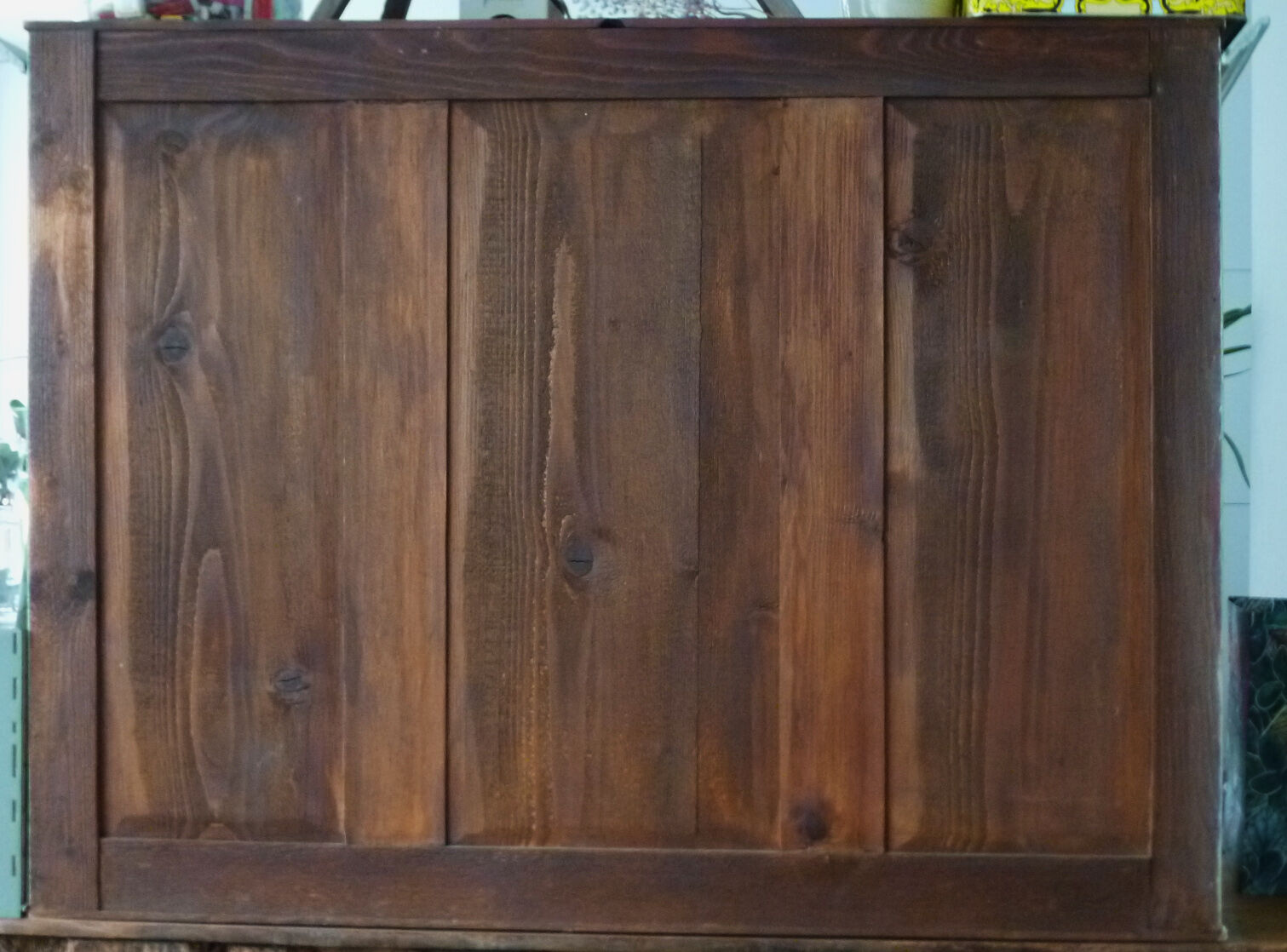 High wooden buffet painted two glass doors