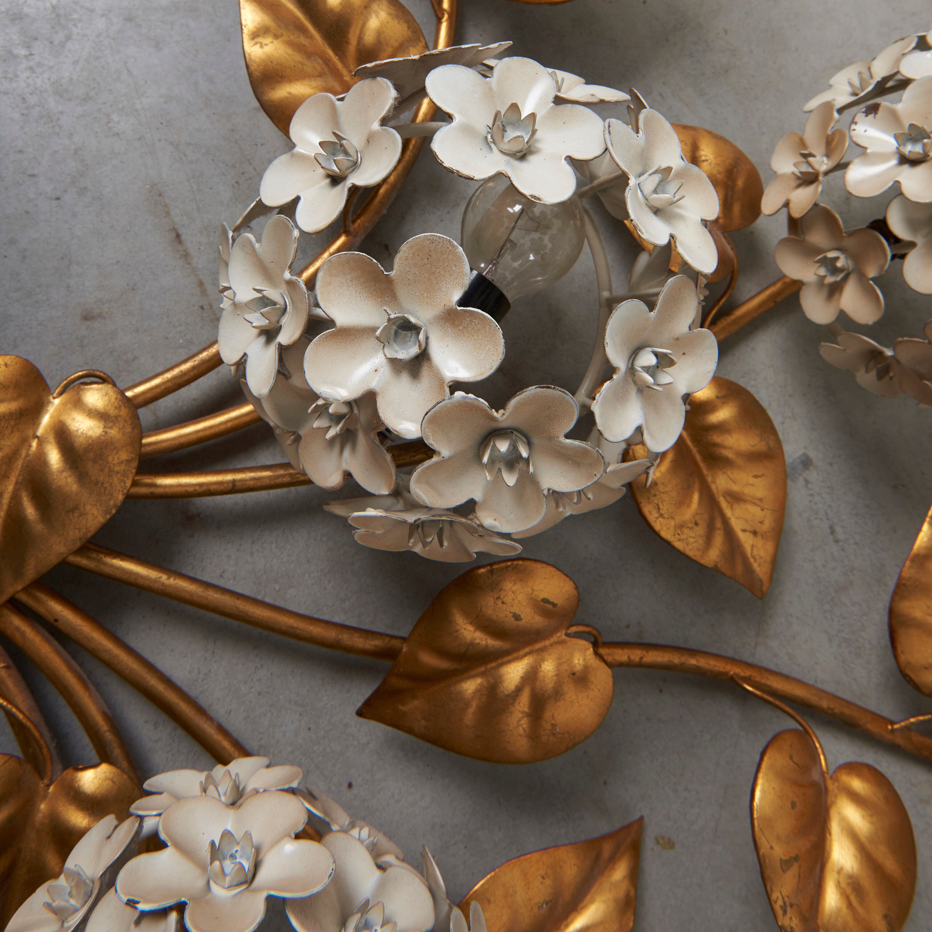Vintage hydrangea wall lamp, 1950s
