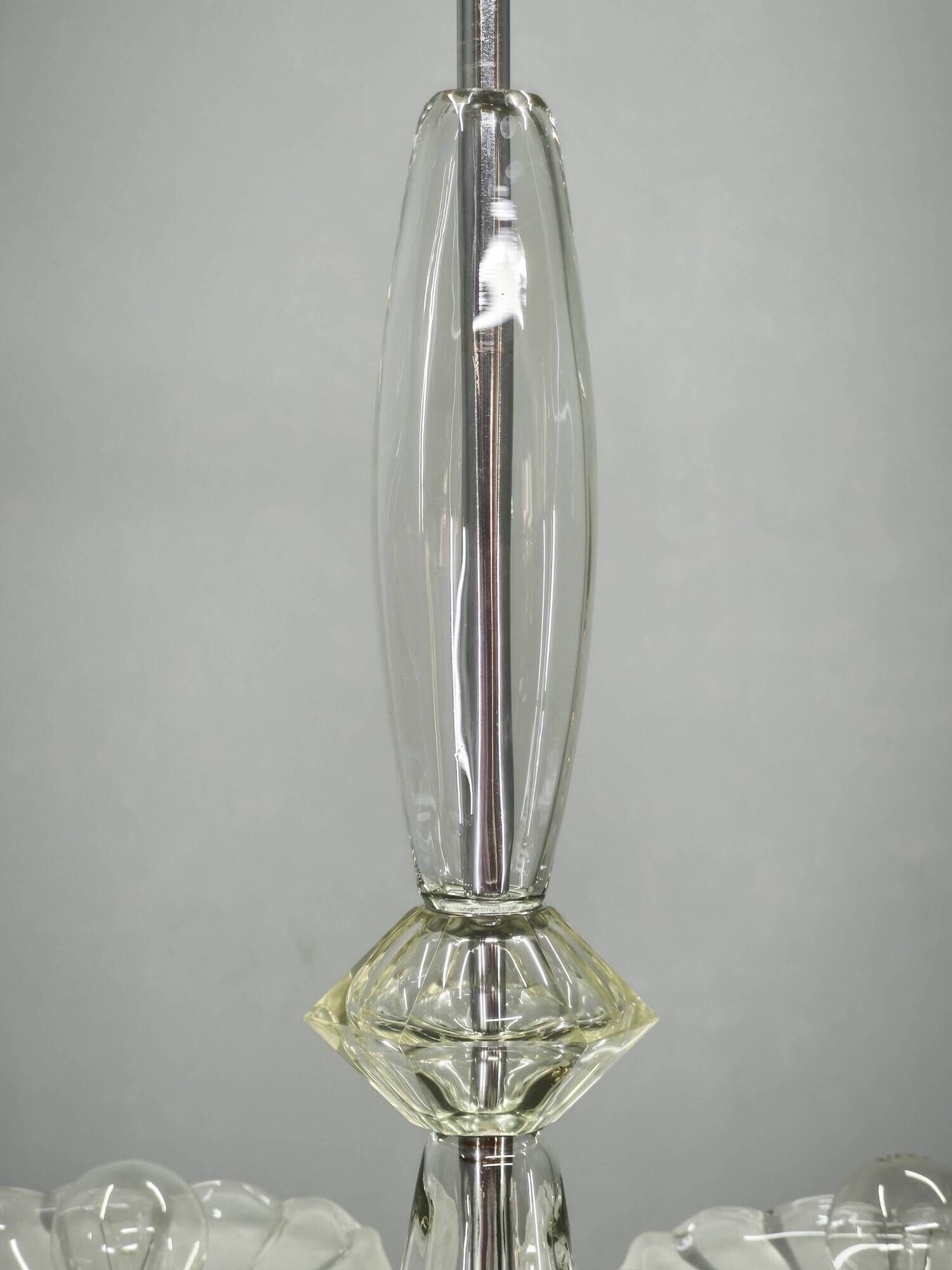 Art Deco Six-Arm Glass Chandelier, Czechoslovakia, 1930s