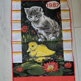 Torchon calendrier 1987 - neuf - vintage