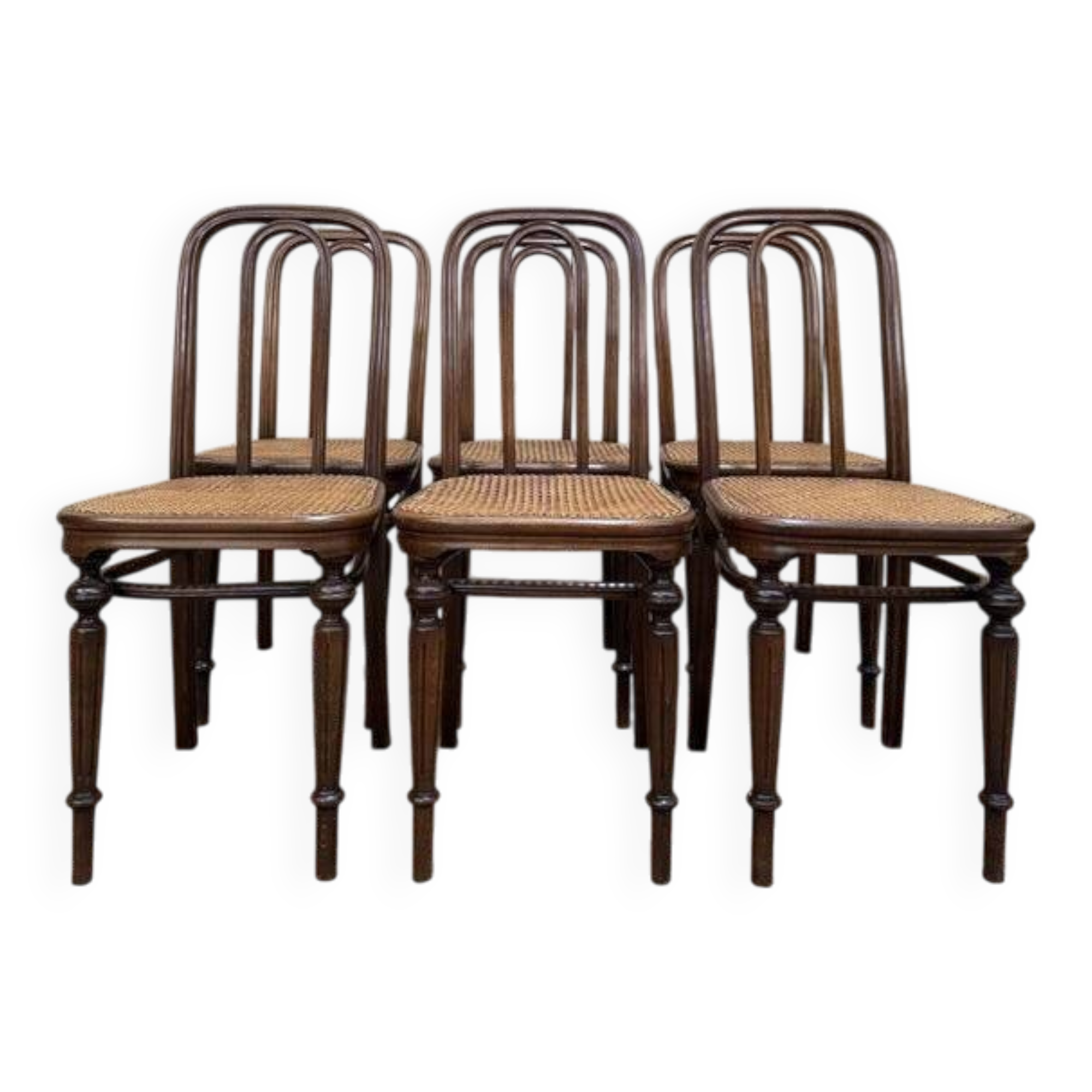 Suite de 6 chaises bistrot Thonet en cannage restaurées
