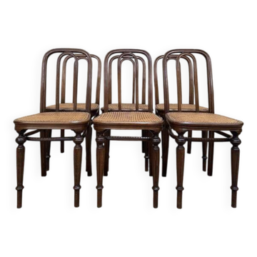 Suite de 6 chaises bistrot Thonet en cannage restaurées