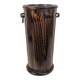 Wooden umbrella stand turned and patinated with iron rings