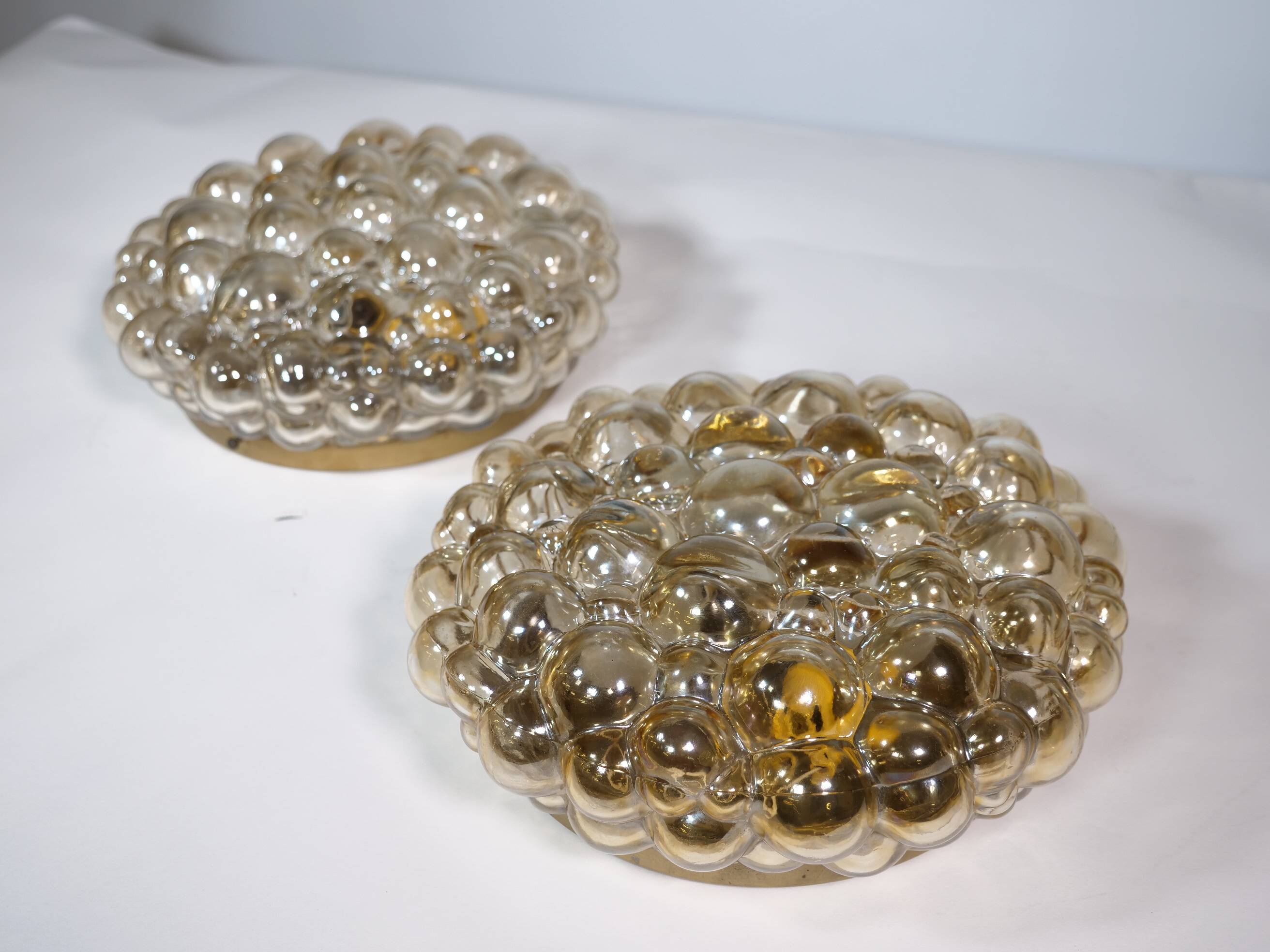 Plafonniers en verre bullé par Helena Tynell pour Glashütte Limburg, lot de 2