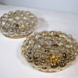 Plafonniers en verre bullé par Helena Tynell pour Glashütte Limburg, lot de 2