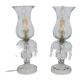 Pair of cut glass table lamps, France, 1950s