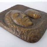 German bronze relief of mother with baby, 1940s.