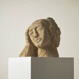 Stone bust of a woman, mid-19th century