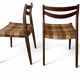 2 vintage Scandinavian chairs in teak and original tartan fabric