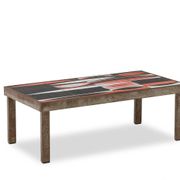 Capron. Table basse 'navette' en grès émaillé noir et rouge. Années 1960.