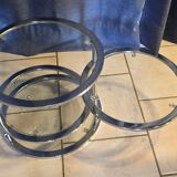 Modular aluminum coffee table and 4 glass shelves, h38x45x unfolded 120 pretty 70s style model