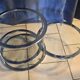 Modular aluminum coffee table and 4 glass shelves, h38x45x unfolded 120 pretty 70s style model
