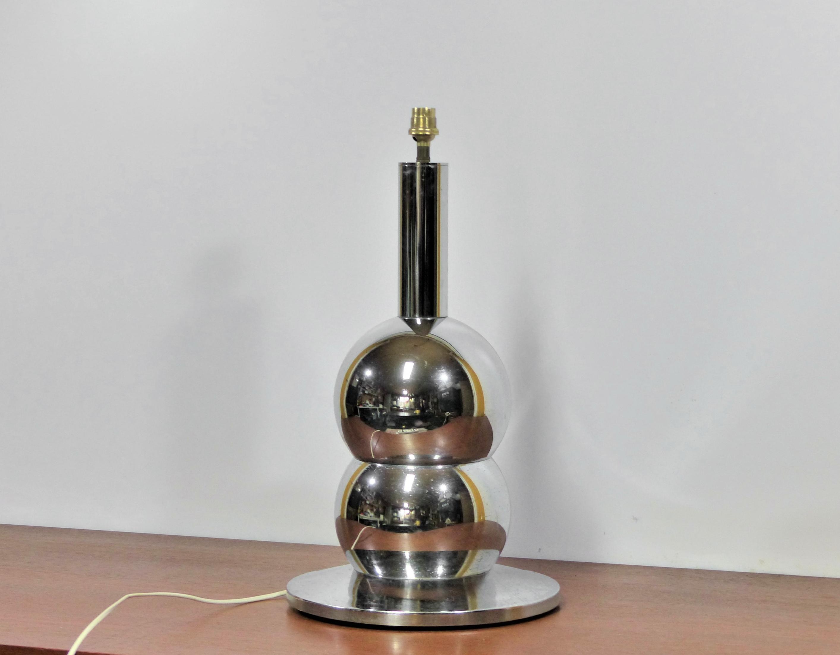 Pied de lampe space age chromée 1970