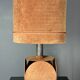 Midcentury XL ( 82 cm ) imposing terracotta suede table lamp. 1970s