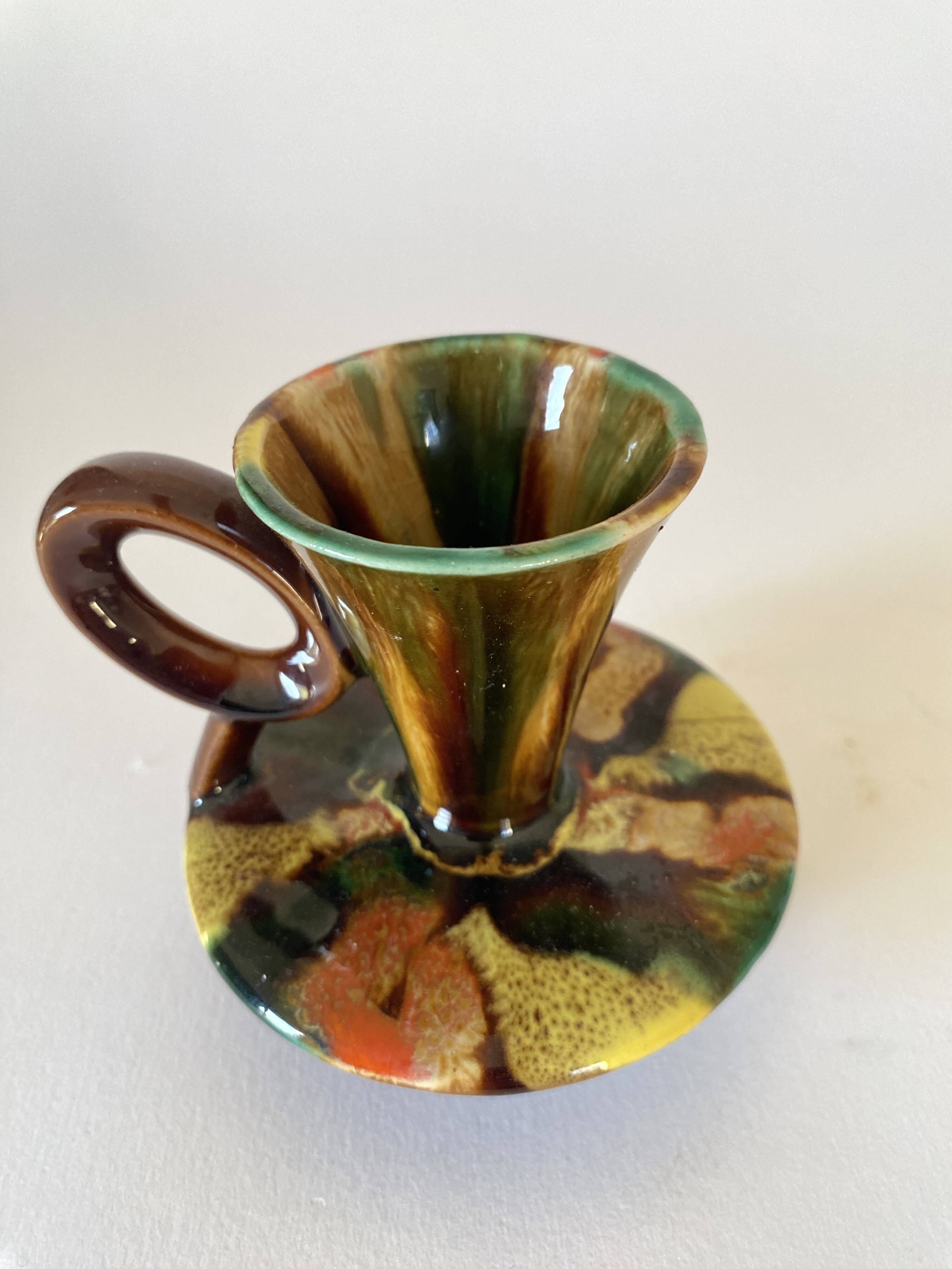 70s ceramic candle holder