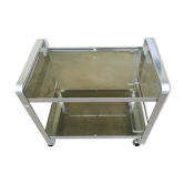 Desserte roulante en aluminium et verre des années 70