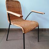 Rattan armchair, metal structure, Germany, 70s
