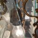 Italian art deco bronze and etched glass pendant lamp