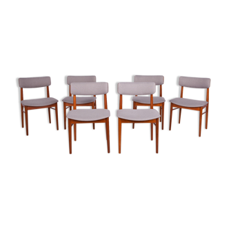 Set of 6 mid-century teak danish dining chairs, 1960s