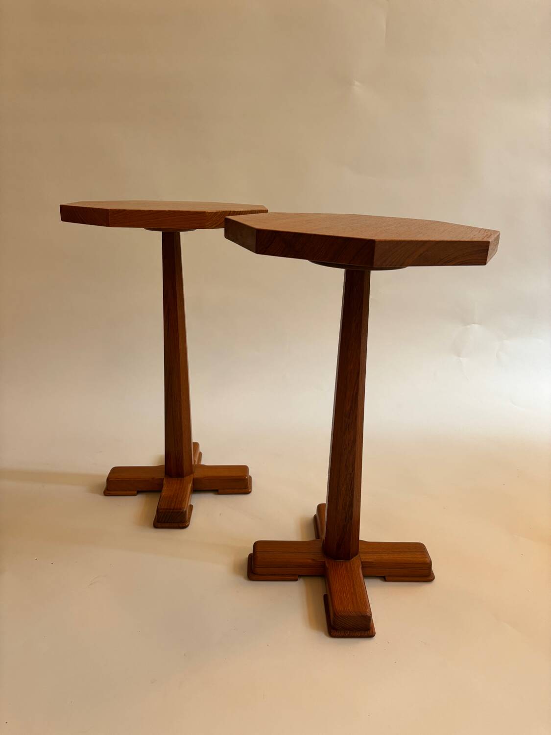 Graphic wooden stool pairs