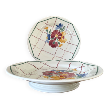 Pair of antique petits fours dishes in Choisy-le-Roi earthenware.