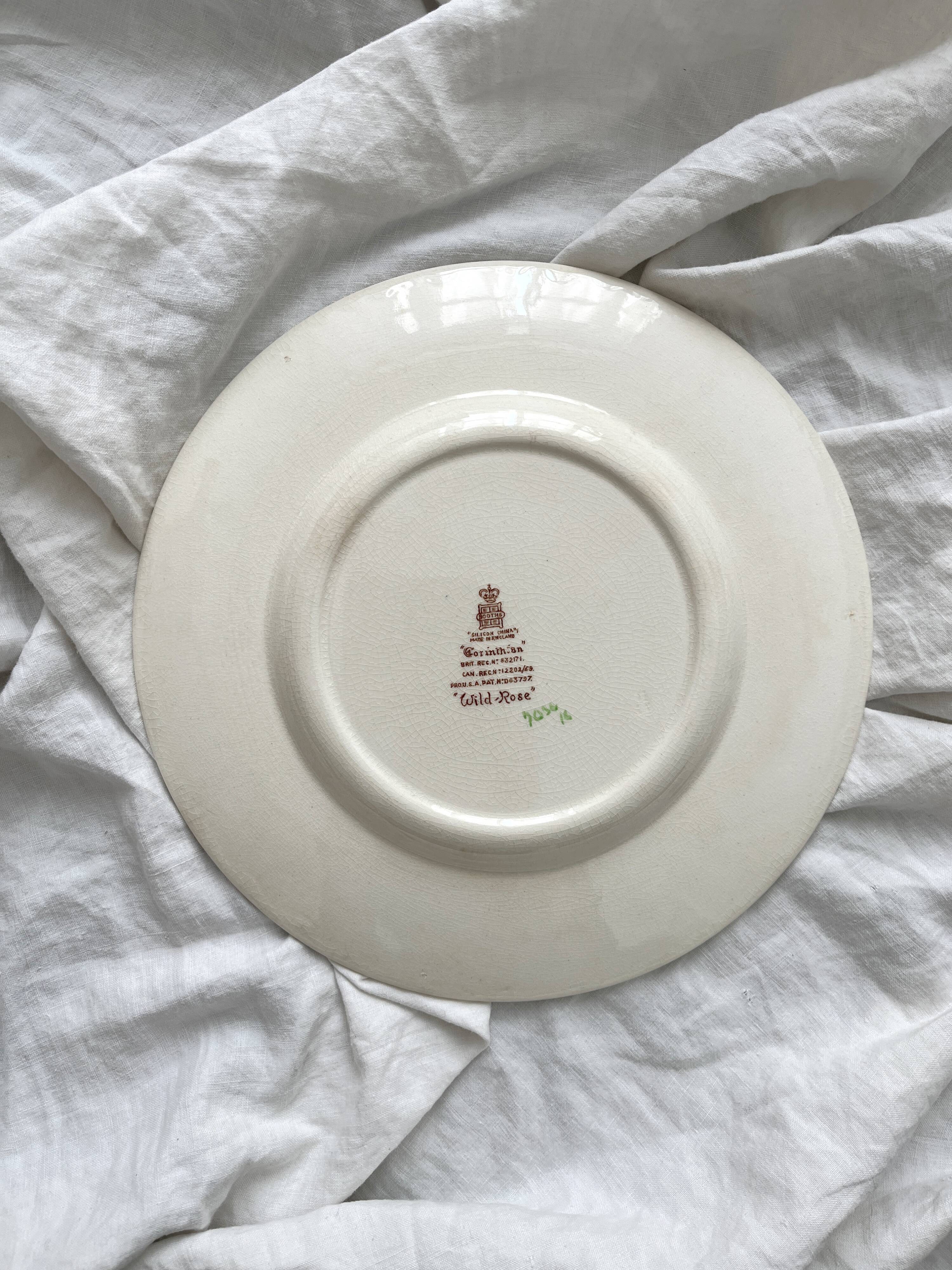 Booths "Wild Rose" English Polychrome Ironstone Flat Plate