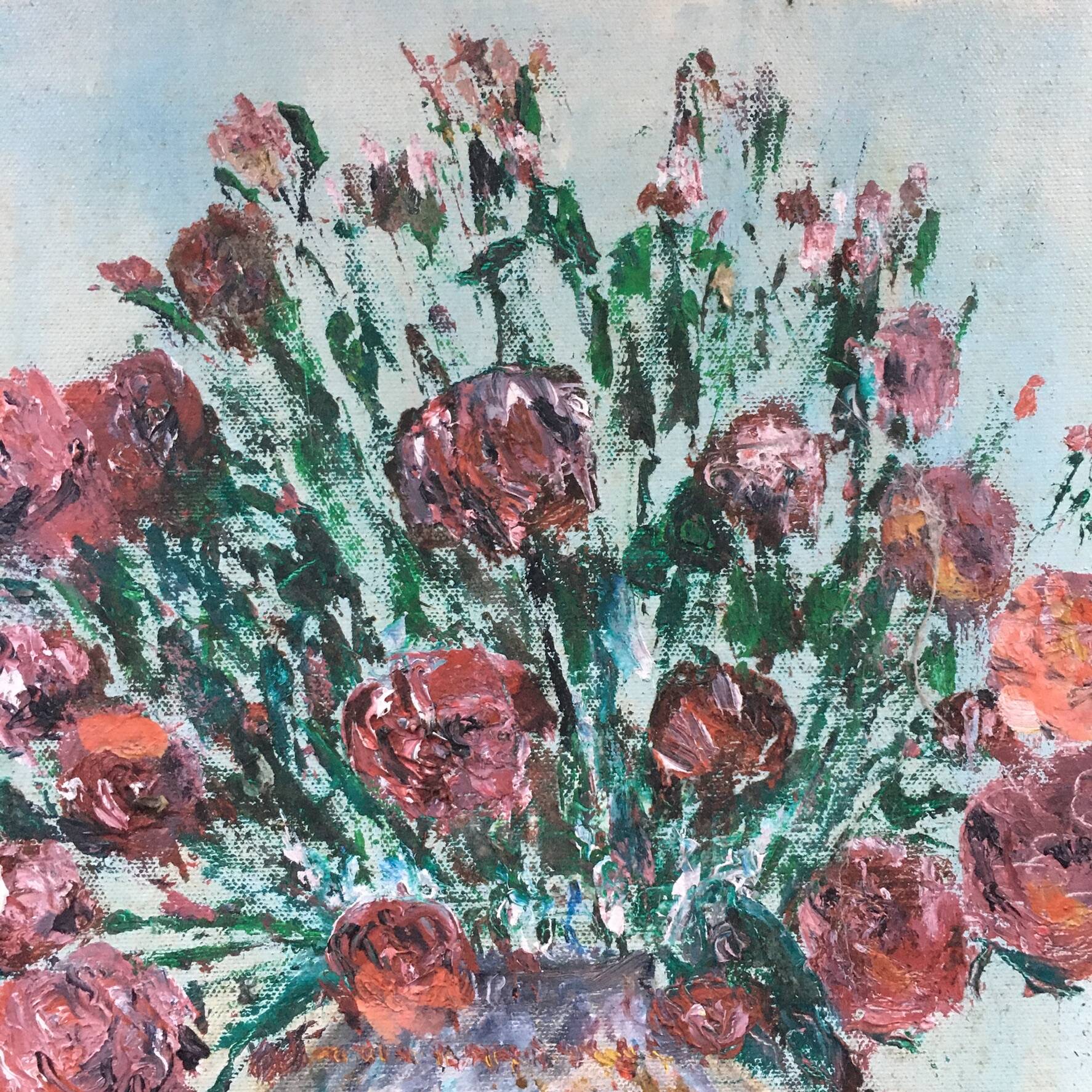 Red bouquet painting