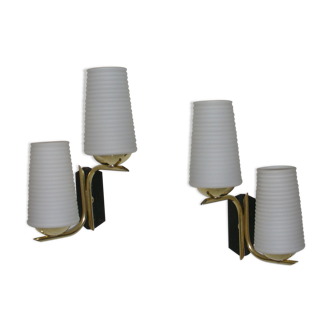 Pair of double wall lamps from the 50s