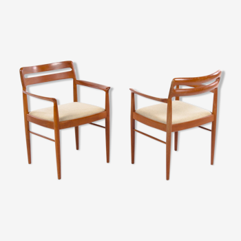 Two H.W.Klein armchairs for vintage Bramin 60s mid-century, teak