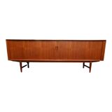 X-Large teak sideboard with tambour doors, Omer lefevre 1960s Belgium